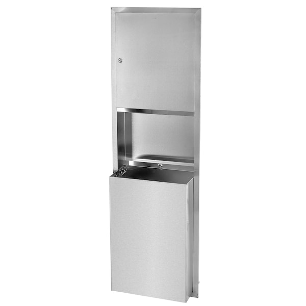 Alpine Industries 56 in. Stainless Steel Multi-Fold/C-Fold Paper Towel Dispenser with 12 Gal. Waste Receptacle Combo ALP492-MK - main